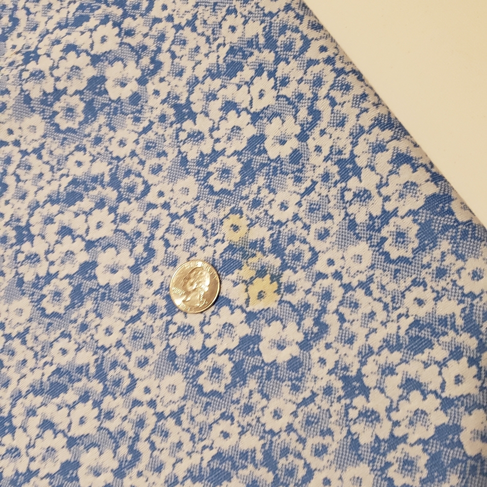Vintage 1960s 1970s Baby Blue White Floral Polyester Fabric 60" Wide #84 - Picture 13 of 14